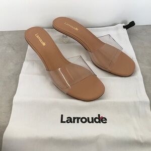 ❤️ Larroudé Vivi Lucite Mule in Tan Leather and Vinyl Size 6.5
